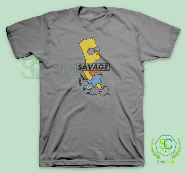 Bart-Simpson-Savage-Gray-T-Shirt