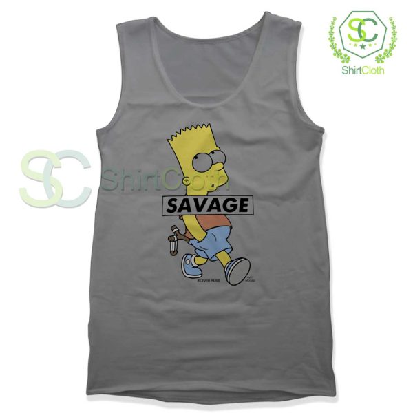 Bart-Simpson-Savage-Gray-Tank-Top