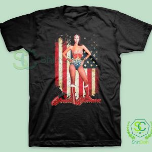 Lynda Carter Wonder Women Black T Shirt