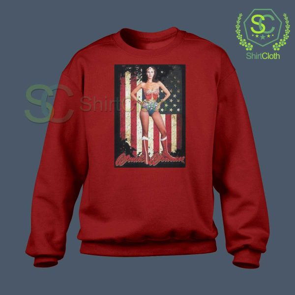 Lynda Carter Wonder Women Red Sweatshirt
