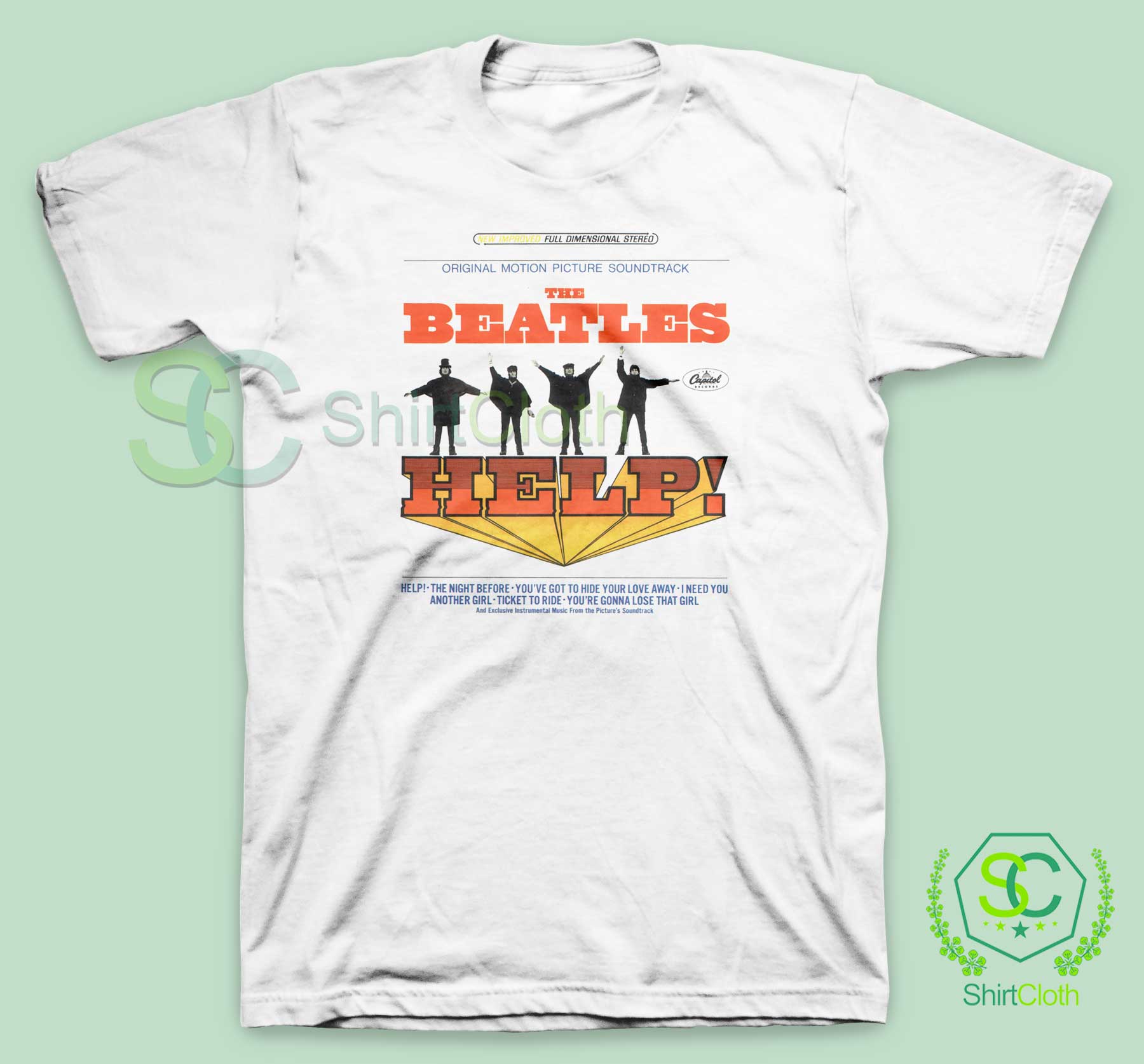 Beatles help t shirt shop
