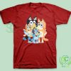 Bluey-Family-Dogs-Cartoon-Vintage-Red-T-Shirt