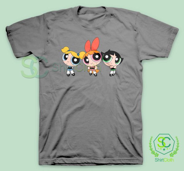 The-Powerpuff-Girls-Cartoon-Grey-T-Shirt