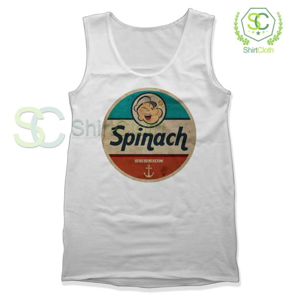 Popeye-Spinach-Session-White-Tank-Top