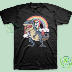 Unicorn-Riding-Dinosaur-T-Rex-T-Shirt