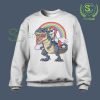 Unicorn-Riding-Dinosaur-T-Rex-White-Sweatshirt